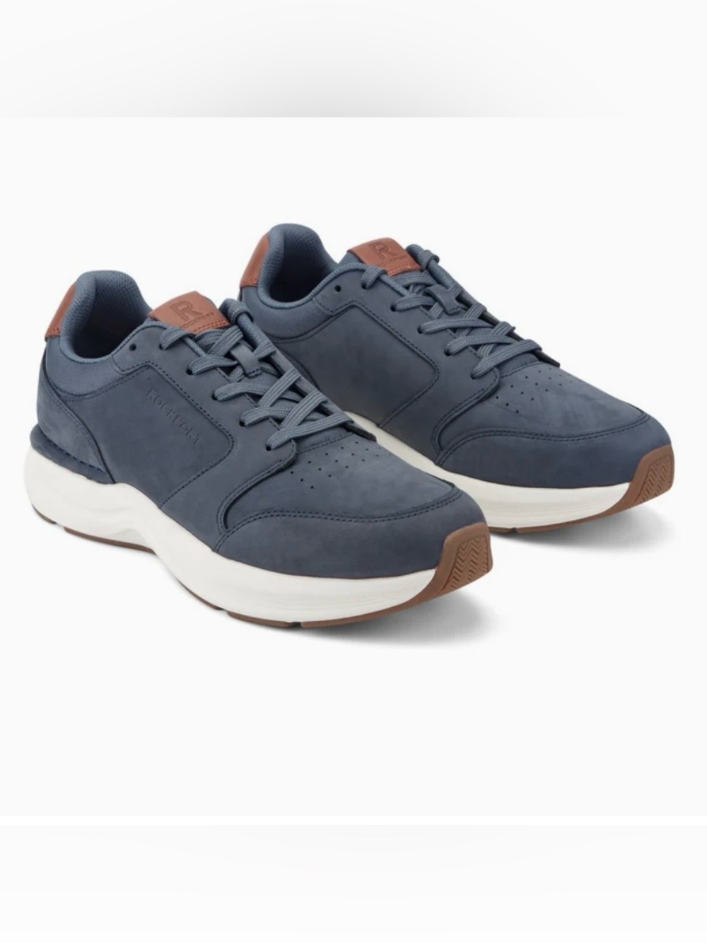 Rockport Men's Navy Leather Sneakers with Brown Accents